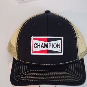 CHAMPION Patched Black/Vegas Gold Mesh Snapback Trucker Hat